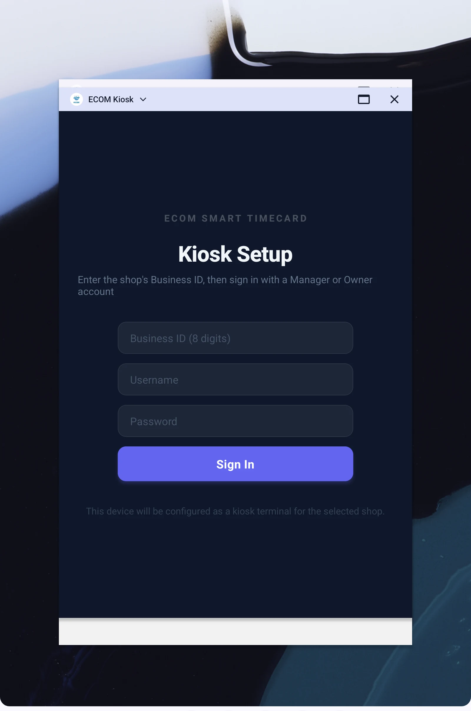 Smart Timecard — Binding a tablet